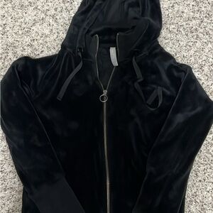 Black Velvet Zip-Up Hoodie